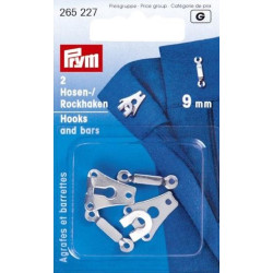 Trouser and Skirt Hooks/Bars 9 mm - silver (Prym) - 2pairs/card