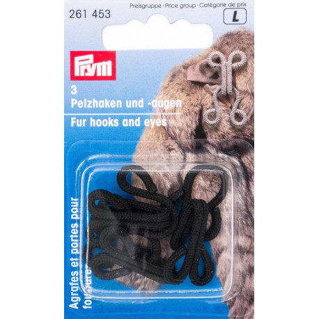 Fur Hooks and Eyes - black (Prym) - 3pairs/card