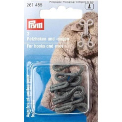 Fur Hooks and Eyes - grey (Prym) - 3pairs/card