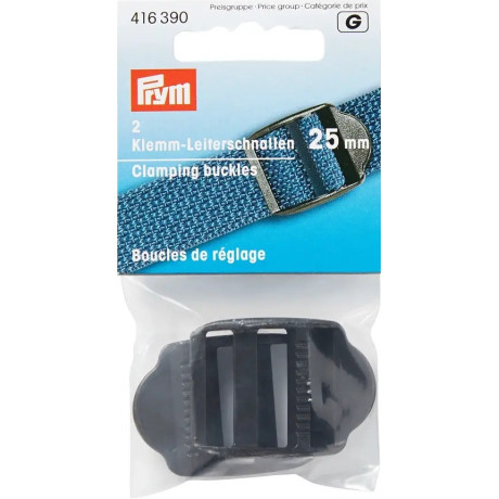 Upínací průvlečné přezky 25mm - b.černá (Prym) - 2ks/karta