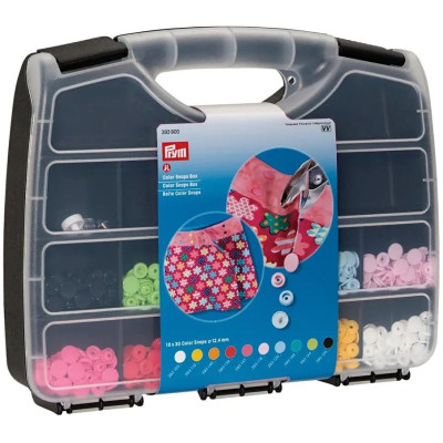 Zásobník plastový s patentkami Color snaps 12,4mm - asort barev (Prym) - 1ks