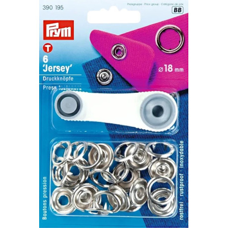 Press fasteners JERSEY 18 mm - silver (Prym) - 6pcs/card
