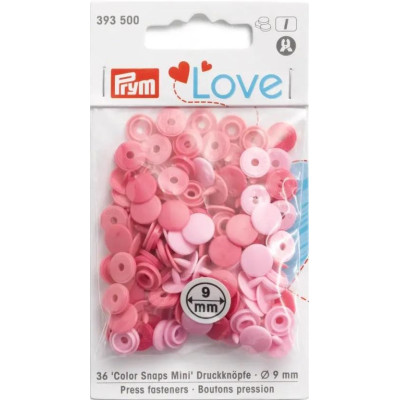 Press fasteners MINI Colour Snaps PRYM LOVE 9mm - assort col. - 36pcs/card