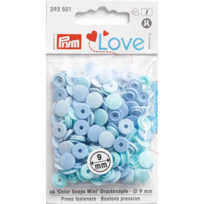 Press fasteners MINI Colour Snaps PRYM LOVE 9mm - assort col. - 36pcs/card