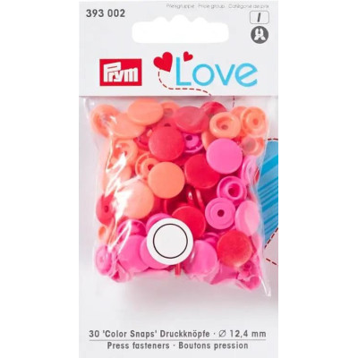 Press fasteners Colour Snaps PRYM LOVE 12,4mm - c. red - 30pcs/card