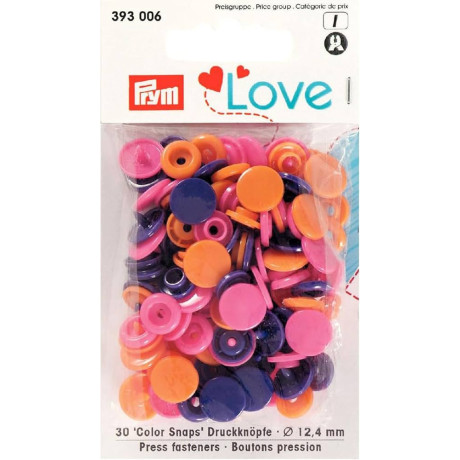 Press fasteners Colour Snaps PRYM LOVE 12,4mm - assort col. - 30pcs/card