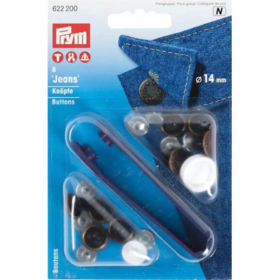 Knoflík JEANS 14mm - staroměď (Prym) - 8ks/karta