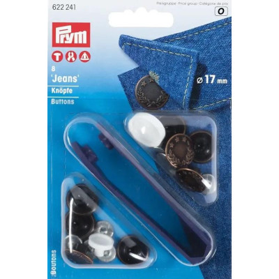 Knoflík JEANS 17mm - staroměď (Prym) - 8ks/karta