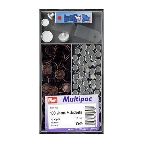 Knoflík JEANS 17mm - staroměď (Prym) - 100ks/krabička
