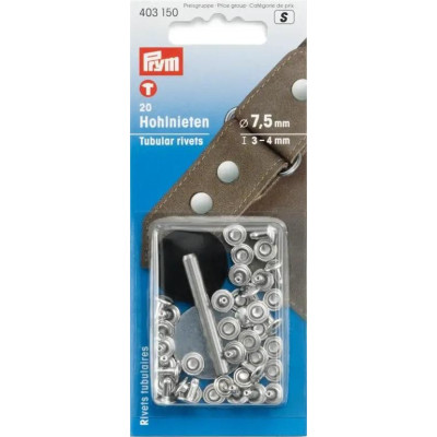 Hollow rivets 7,5mm - silver (Prym) - 20pcs/card