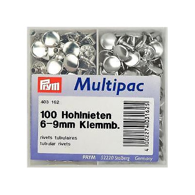 Hollow rivets 9mm - silver (Prym) - 100pcs/box