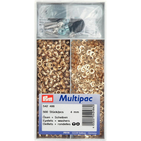 Brass Eyelets with washers 4mm - gold (Prym) - 500pcs/box