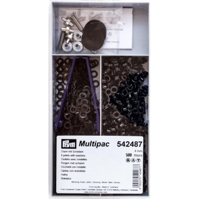 Brass Eyelets with washers 4mm - black oxid (Prym) - 500pcs/box