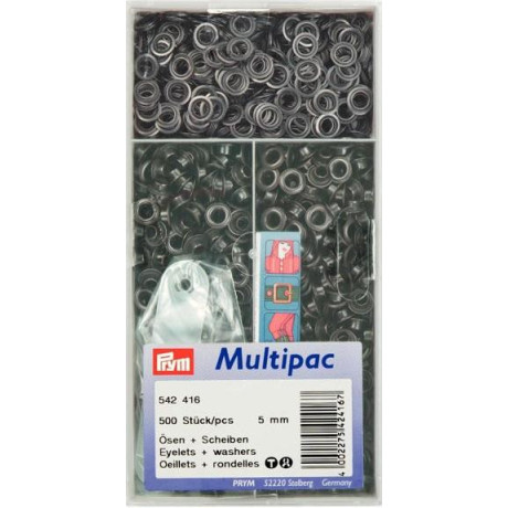 Mosazné průchodky s podložkou 5mm - černý oxid (Prym) - 500ks/krabička