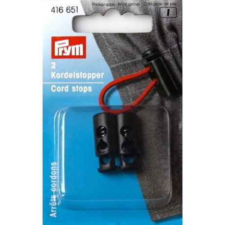 Cord Stops - 2-hole - black (Prym) - 2pcs/card