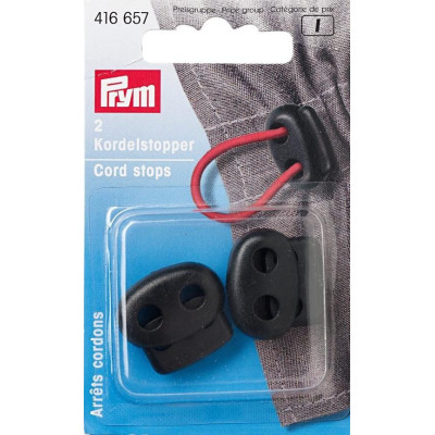 Cord Stops - 2-hole - black (Prym) - 2pcs/card