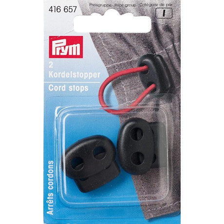 Cord Stops - 2-hole - black (Prym) - 2pcs/card