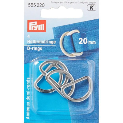 D-rings 20mm - silver - 4pcs/card