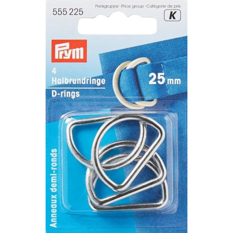 D-rings 25mm - silver (Prym) - 4pcs/card