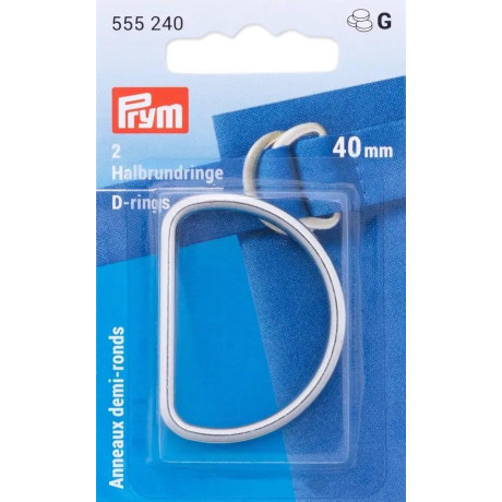 D-rings 40mm - silver (Prym) - 2pcs/card