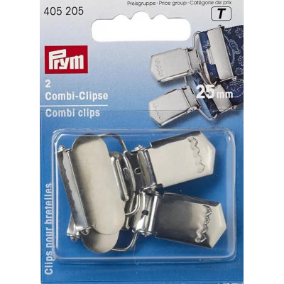 Combi clips with hinged buckles 25mm - silver (Prym) - 2pcs/card