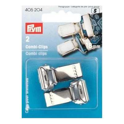 Combi clips with hinged buckles 18mm - silver (Prym) - 2pcs/card