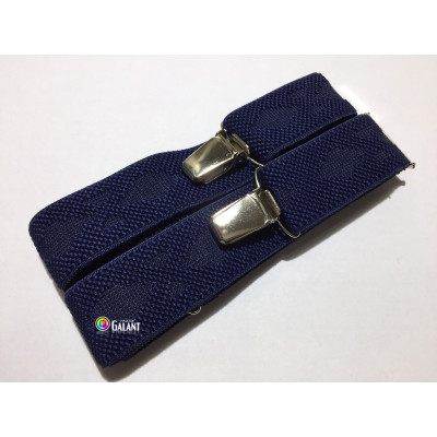 Men's Braces Suspenders width 3cm length 115cm, X-Shape - c.dark blue with pattern - 1pcs