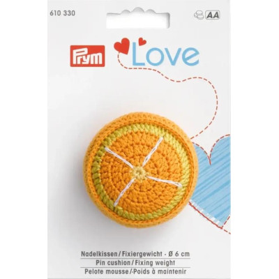 Háčkovaný jehelníček a závaží PRYM LOVE - b.oranžová (Prym) - 1ks/karta