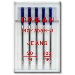 Strojové jehly ORGAN JEANS 130/705H - ASORT - 5ks/plastová krabička