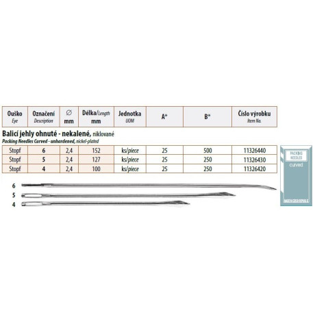 Packing Needles Curved - unhardened 4 (2,4x100) - 25pcs/envelope - 10envelopes/box