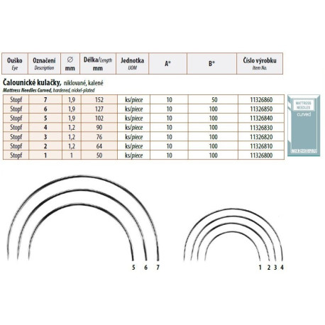 Mattress Needles Curved 6 (1,9x127) - 10pcs/envelope - 10envelopes/box