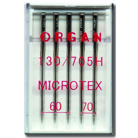 Machine Needles ORGAN MICROTEX 130/705H - Assort - 5pcs/plastic box (60:3, 70:2pcs)