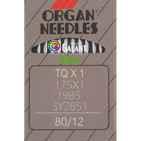 Industrial machine needles ORGAN TQx1 - 80/12 - 10pcs/card
