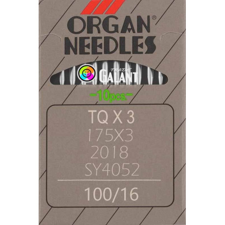 Industrial machine needles ORGAN TQx3 - 100/16 - 10pcs/card
