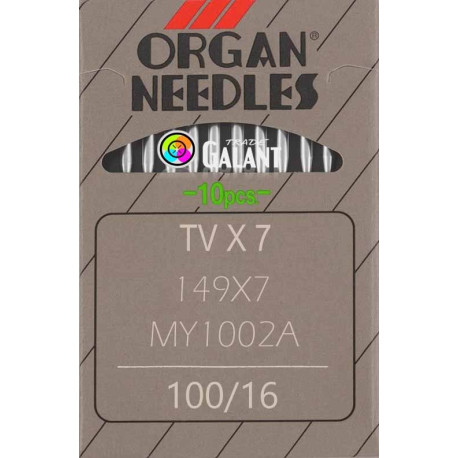 Industrial machine needles ORGAN TVx7 - 100/16 - 10pcs/card