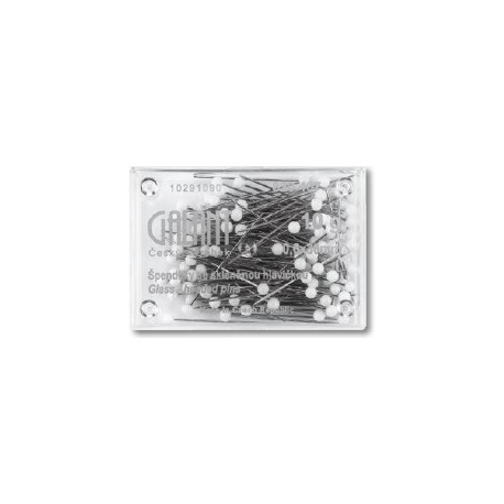 Glass Head Pins 30x0,60mm white - 10g/plastic box