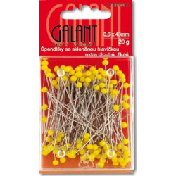Glass Head Pins 43x0,60mm yellow - 20g/card