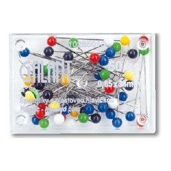 Plastic Head Pins 34x0,65mm assort colours - 50pcs/plastic box