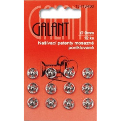 Brass Snap Fasteners - 9 mm nickelled - 12 pcs/card
