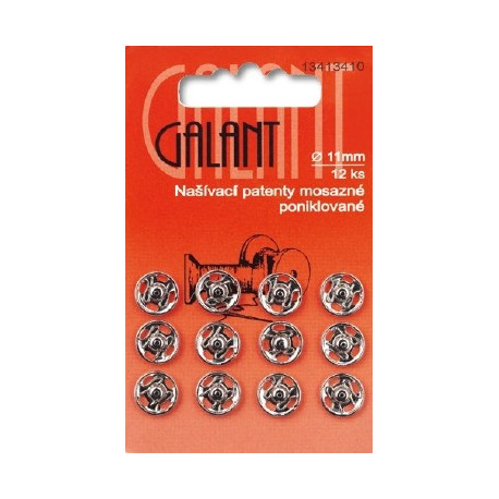 Brass Snap Fasteners Galant - 11mm nickelled - 12pcs/card