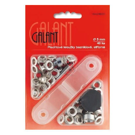 Plachtové kroužky (průchodky) bezniklové, stříbrné 5 mm - 40ks/karta