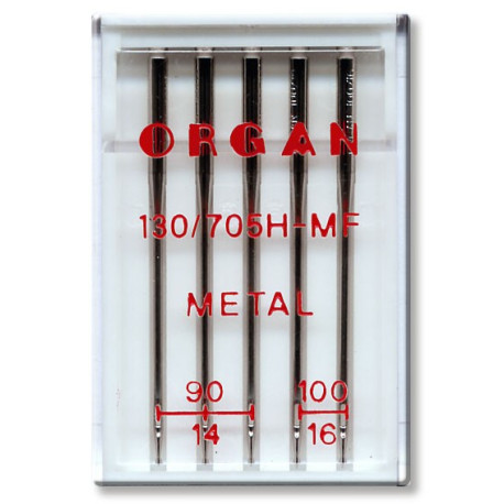 Machine Needles ORGAN METAL 130/705H - Assort - 5pcs/plastic box (90:3 ,100:2pcs)