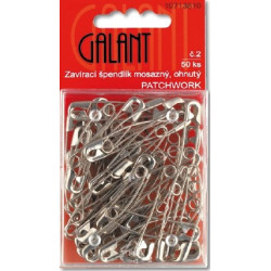 Brass Safety Pins 38mm curved silver-coloured - 50pcs/card