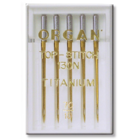 Machine Needles ORGAN TOP STITCH TITANIUM 130/705H - 70 - 5pcs/plastic box
