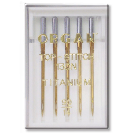 Machine Needles ORGAN TOP STITCH TITANIUM 130/705H - 90 - 5pcs/plastic box